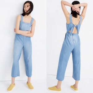Madewell Denim Apron Bow-Back Jumpsuit